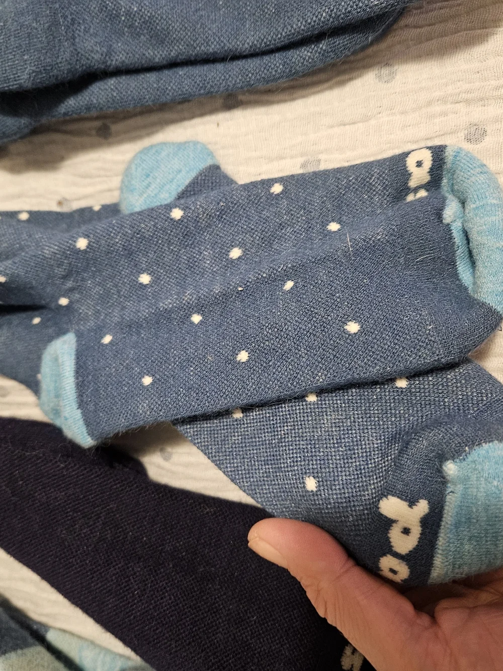 4 Blue Patterned Women's Knee-High Socks Alpaca